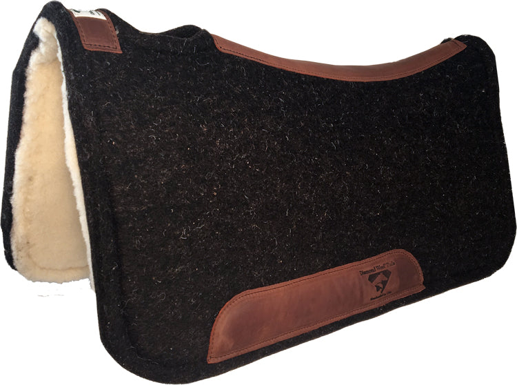 Tough1 Wool Western Saddle Pad w/Wear Leathers